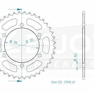 Couronne Acier 40 Dents - Pas 525 - Similaire JTR2014