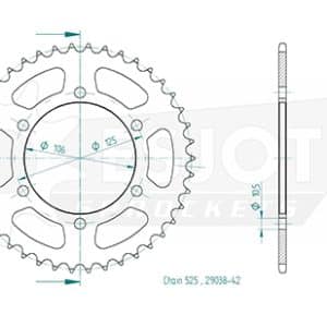 Couronne Acier 42 Dents - Pas 525 - Similaire JTR2014 2016-2024
