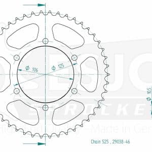 Couronne Acier 46 Dents - Pas 525 - Similaire JTR2014 2017-2023