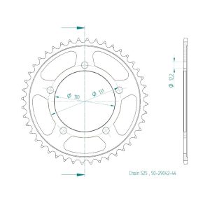 Couronne Acier 44 Dents - Pas 525 - Similaire JTR7 2009-2011