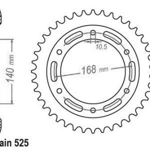 Couronne Acier 47 Dents - Pas 525 - Similaire JTR3 2009-2020