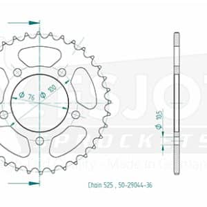 Couronne Acier 36 Dents - Pas 525 - Similaire JTR15 2004-2016