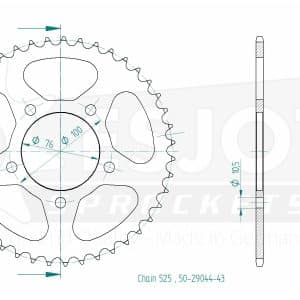 Couronne Acier 43 Dents - Pas 525 - Similaire JTR15 2017-2023