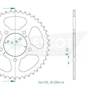 Couronne Acier 44 Dents - Pas 525 - Similaire JTR15 2015-2023