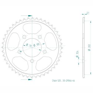 Couronne Acier 44 Dents - Pas 525
