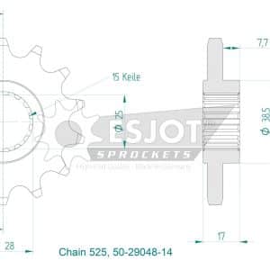 Pignon 14 Dents - Pas 525 - Similaire JTF749