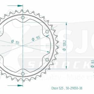 Couronne Acier 38 Dents - Pas 525 - Similaire JTR893 2014-2024