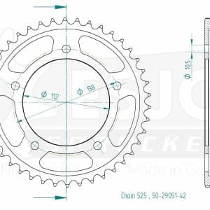 Couronne Acier 42 Dents - Pas 525 - Similaire JTR1877