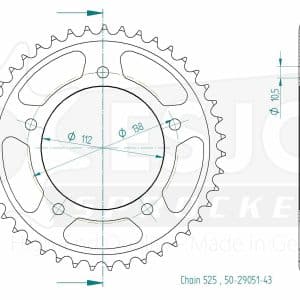 Couronne Acier 43 Dents - Pas 525 - Similaire JTR1877
