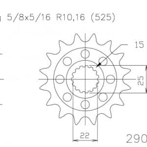 Pignon Ultralight 15 Dents - Pas 525 - Similaire JTF1025 2016-2026