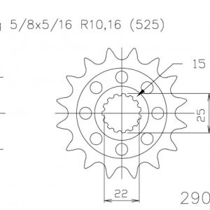 Pignon Ultralight 16 Dents - Pas 525 - Similaire JTF1025