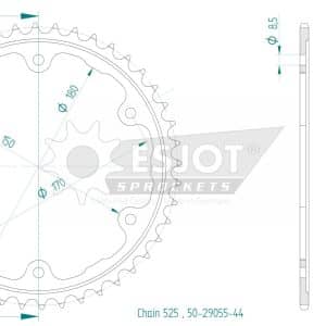 Couronne Acier 44 Dents - Pas 525 - Similaire JTR2016 2021-2023