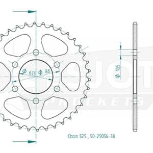 Couronne Acier 38 Dents - Pas 525 - Similaire JTR2022 2016-2023