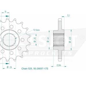 Pignon Ultralight 17 Dents - Pas 525 2019-2024