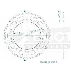 Couronne Acier 45 dents – Pas 525
