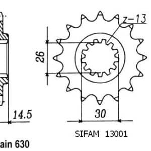 Pignon 15 Dents - Pas 630 - Similaire JTF330 1979-1980