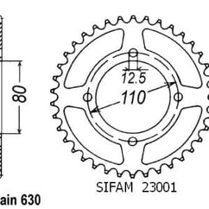 Couronne Acier 38 Dents - Pas 630 - Similaire JTR333 1979-1980