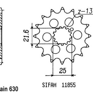 Pignon 13 Dents - Pas 630 - Similaire JTF518 1979-1987
