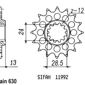 Pignon 15 Dents - Pas 630 - Similaire JTF522 1981-1983