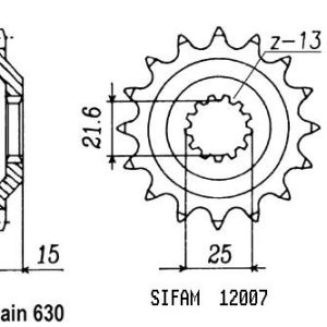 Pignon 15 Dents - Pas 630 - Similaire JTF514 1983-1985