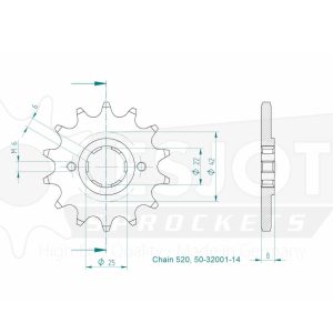 Pignon 14 Dents - Pas 520 - Similaire JTF281 1978-1990