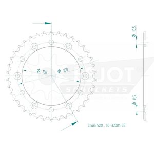 Couronne Acier 38 Dents - Pas 520 - Similaire JTR245/2 1985-1987