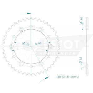 Couronne Acier 42 Dents - Pas 520 - Similaire JTR245/2 1983-2015