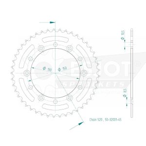 Couronne Acier 45 Dents - Pas 520 - Similaire JTR245/2 1982-2003