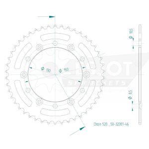 Couronne Acier 46 Dents - Pas 520 - Similaire JTR245/2 1995-2021