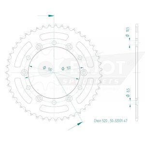 Couronne Acier 47 Dents - Pas 520 - Similaire JTR245/2 1991-2014