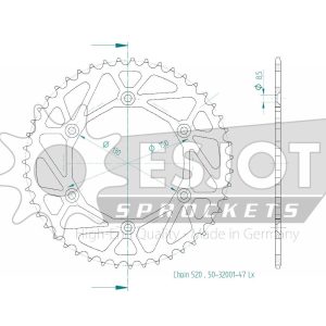 Couronne Acier Ultralight 47 Dents - Pas 520 - Similaire JTR245/2 1991-2016