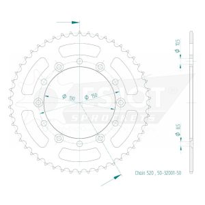 Couronne Acier 50 Dents - Pas 520 - Similaire JTR245/2 1984-2026