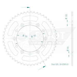 Couronne Acier 51 Dents - Pas 520 - Similaire JTR245/2 2005-2026