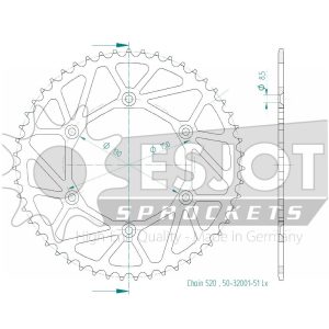Couronne Acier Ultralight 51 Dents - Pas 520 - Similaire JTR245/2 2010-2026