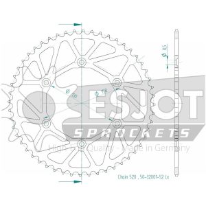 Couronne Acier Ultralight 52 Dents - Pas 520 - Similaire JTR245/2 2001-2006