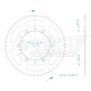 Couronne Acier 53 Dents - Pas 520 - Similaire JTR245/2 1978-1982