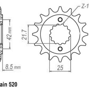 Pignon 16 Dents - Pas 520 - Similaire JTF512 1984-2010