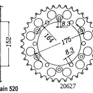 Couronne Acier 40 Dents - Pas 520 - Similaire JTR853 1989-2010