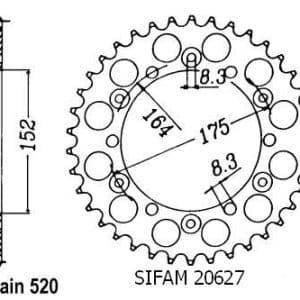 Couronne Acier 42 Dents - Pas 520 - Similaire JTR853