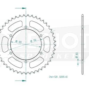 Couronne Acier 45 Dents - Pas 520 - Similaire JTR846 1988-1990