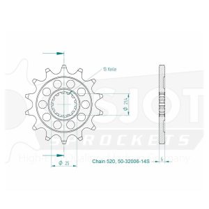 Pignon Ultralight 14 Dents - Pas 520 - Similaire JTF565 1987-2026