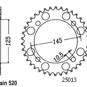 Couronne Acier 39 Dents - Pas 520 - Similaire JTR857 1982-1994