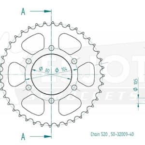Couronne Acier 40 Dents - Pas 520 - Similaire JTR1478 2003-2004