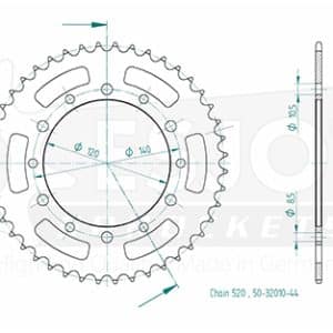 Couronne Acier 44 Dents - Pas 520 - Similaire JTR475 1985-2000