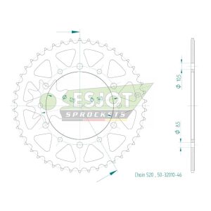Couronne Acier 46 Dents - Pas 520 - Similaire JTR475 2021-2023