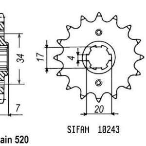 Pignon 13 Dents - Pas 520 - Similaire JTF1329 1983-1987