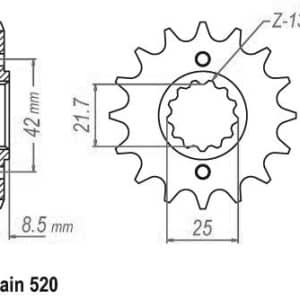 Pignon 15 Dents - Pas 520 - Similaire JTF516 1984-2000