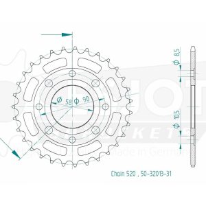 Couronne Acier 31 Dents - Pas 520 - Similaire JTR279 1992-2005
