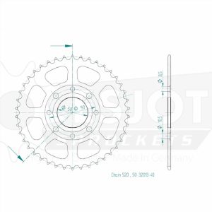 Couronne Acier 40 Dents - Pas 520 - Similaire JTR279 1986-1989
