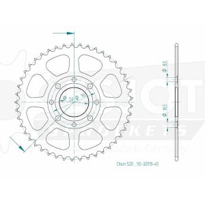 Couronne Acier 45 Dents - Pas 520 - Similaire JTR279 2011-2013